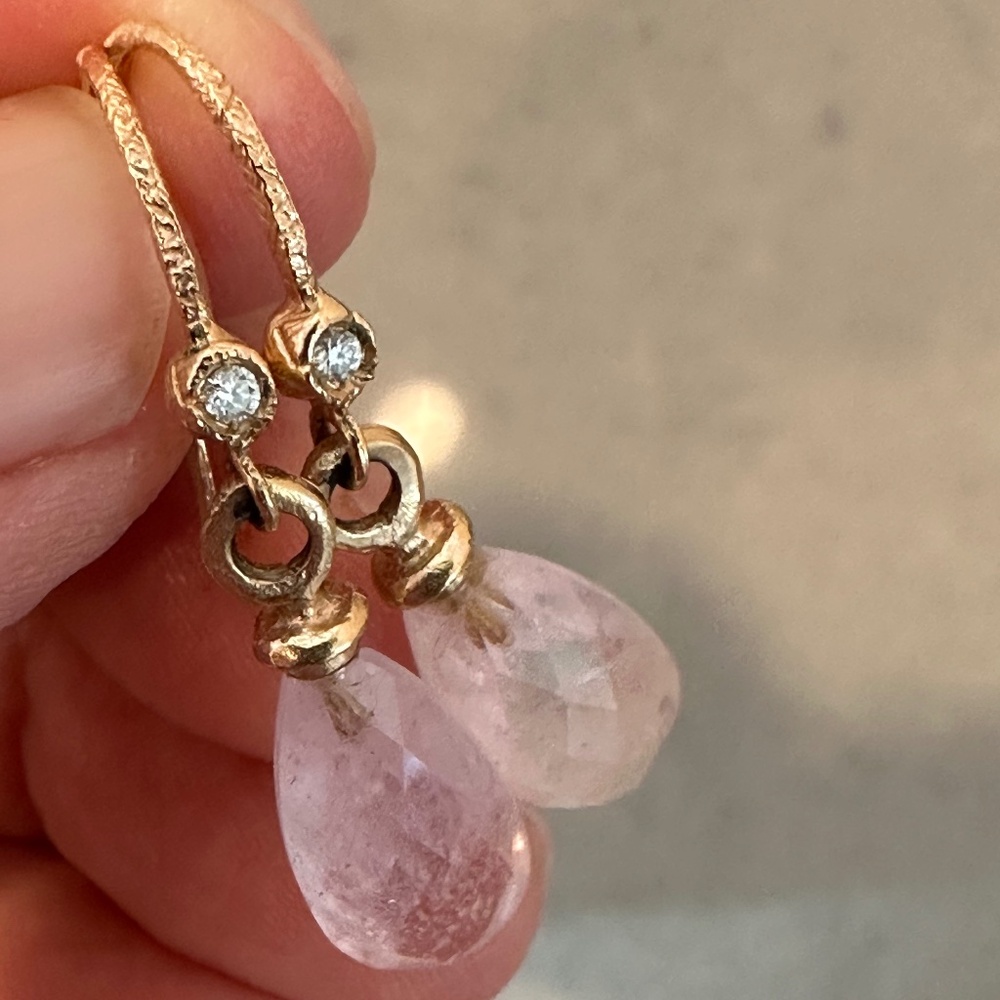 Dominique Cohen 18K Rose Gold, Diamond and Morganite Drop Earrings